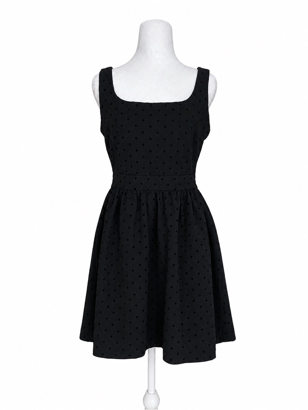 Madewell Black Swiss Dot Fit Flare Mini Dress Small S Viscose Stretch Pockets